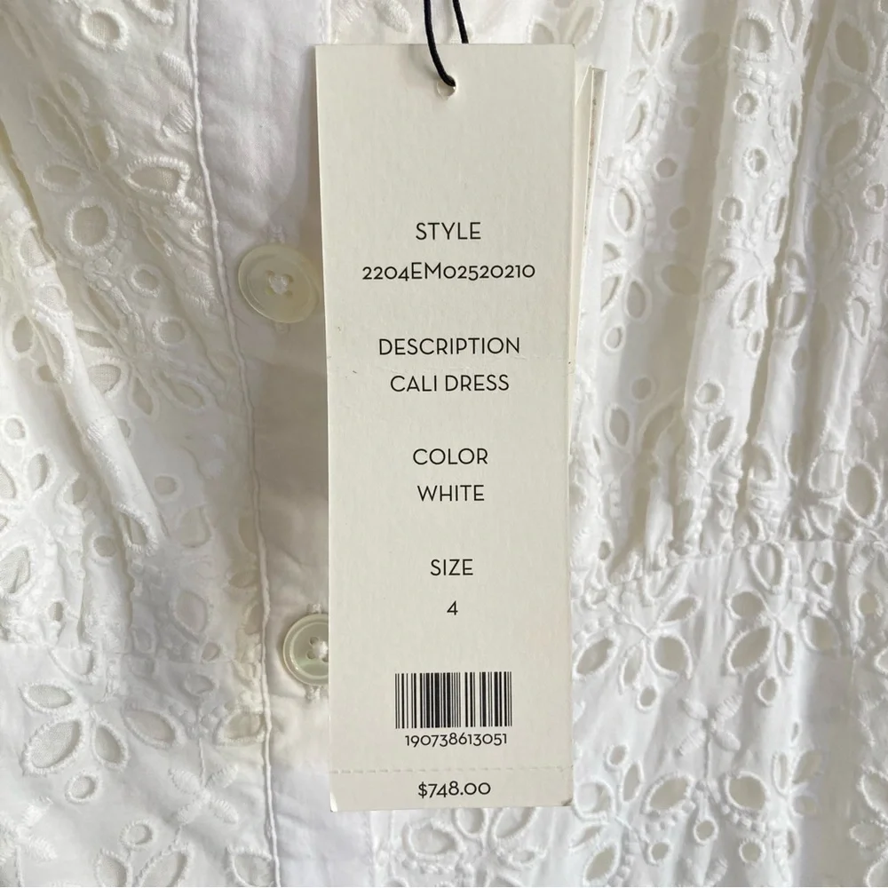 NEW Veronica Beard White Cali Eyelet Off the Shoulder Cotton Maxi Dress, Size 4 - Picture 7 of 11